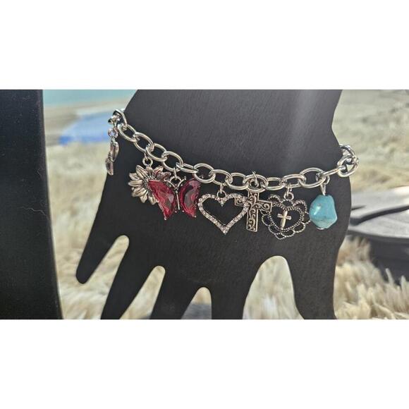 Silver Bird Pendant Necklace and Charm Bracelet Set - Picture 2 of 7